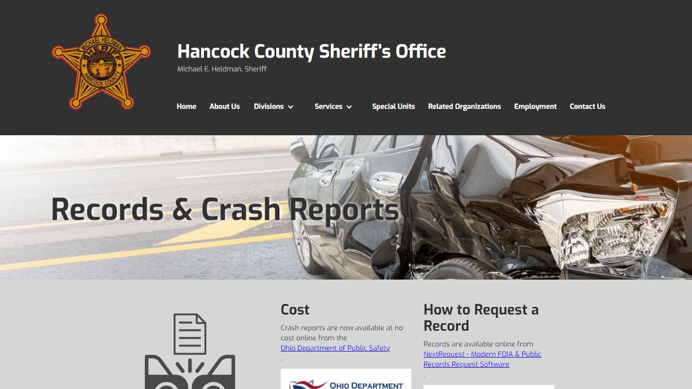 Records & Crash Reports - Sheriff – Hancock County
